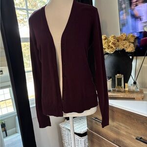 New York & Company Deep Burgundy Cardigan Sweater